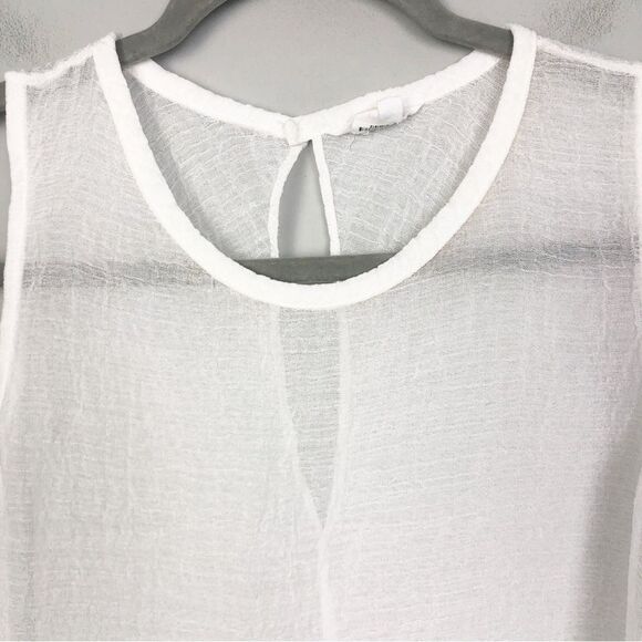 HELMUT LANG | White Sheer Tracetate Sleeveless Top Keyhole Back Women’s Size L - Picture 3 of 9